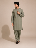 Sage Green Embroidered Premium Cotton Kurta Shalwar Set