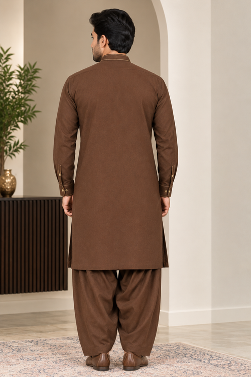 Premium Brown Shalwar/Pyjama Kameez – Elegant Traditional Style