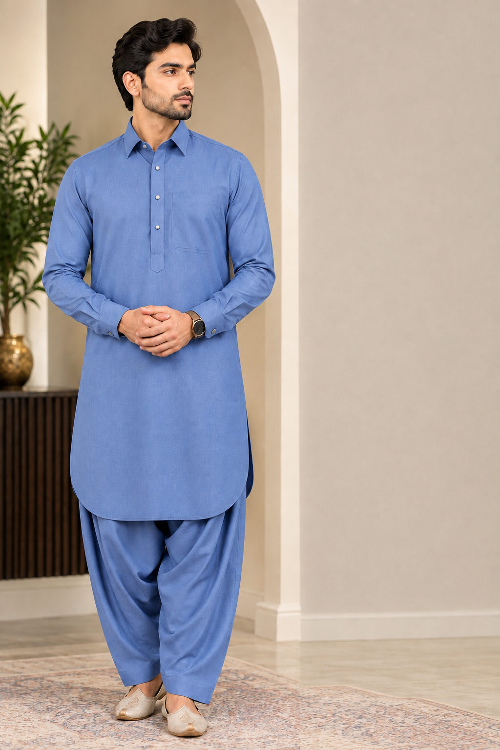 Premium Steel Blue Shalwar Kameez – Classic Elegance