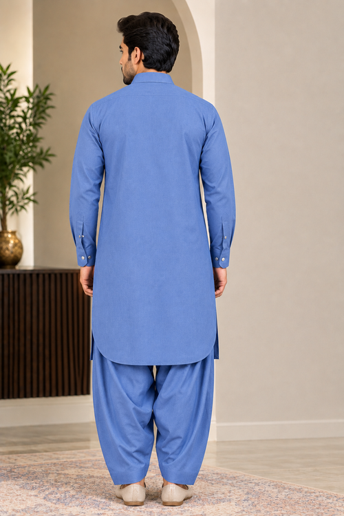 Premium Steel Blue Shalwar Kameez – Classic Elegance