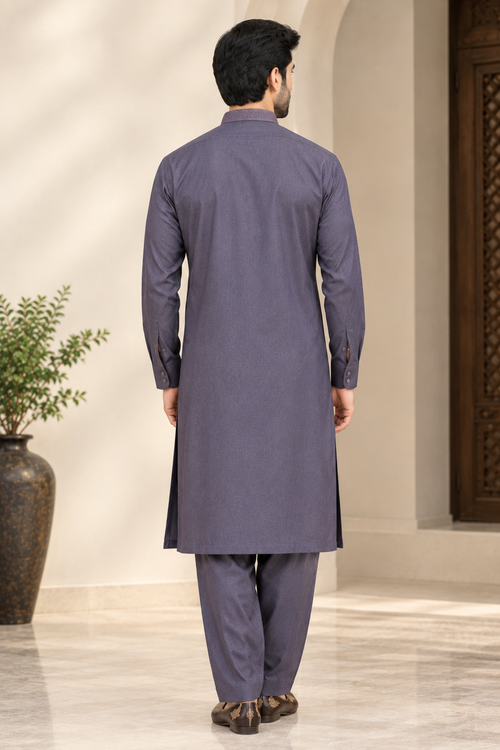 Premium Embroidered Kurta shalwar/pyjama with Textured Collar & Patti