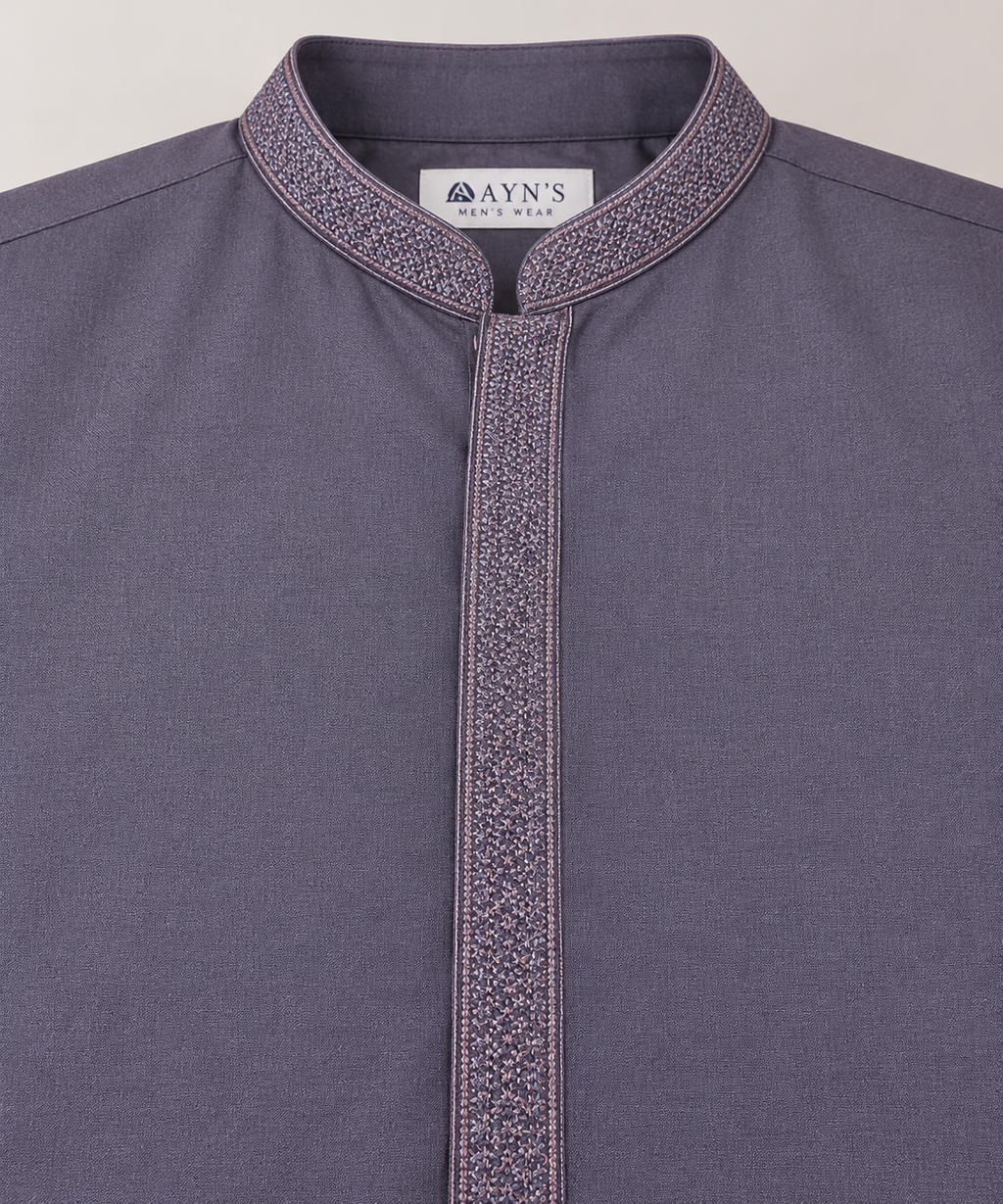 Premium Embroidered Kurta shalwar/pyjama with Textured Collar & Patti